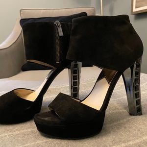 MICHAEL Michael Kors Black Suede Open Toe High Heels